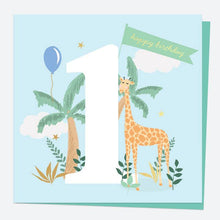 Load image into Gallery viewer, Luxury Foil Kids Birthday Card - Giraffe - 1st Birthday
