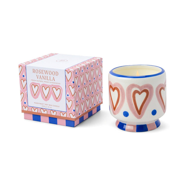 Paddywax A Dopo Hearts Ceramic Candle - Rosewood Vanilla