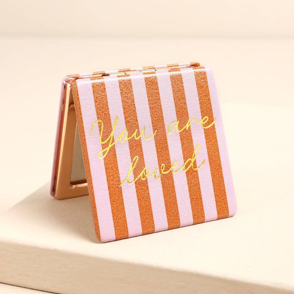 Navy You Are Loved Compact Mirror