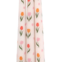 Load image into Gallery viewer, Set of 3 Spring Tulip Print Taper Candles

