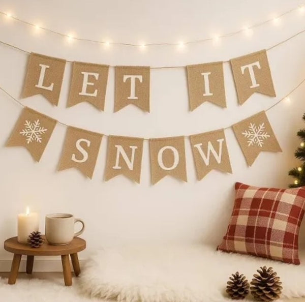 'Let It Snow' Hessian Bunting