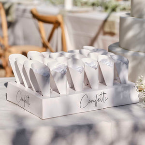 Wedding Confetti Tray With 24 Cones & Confetti