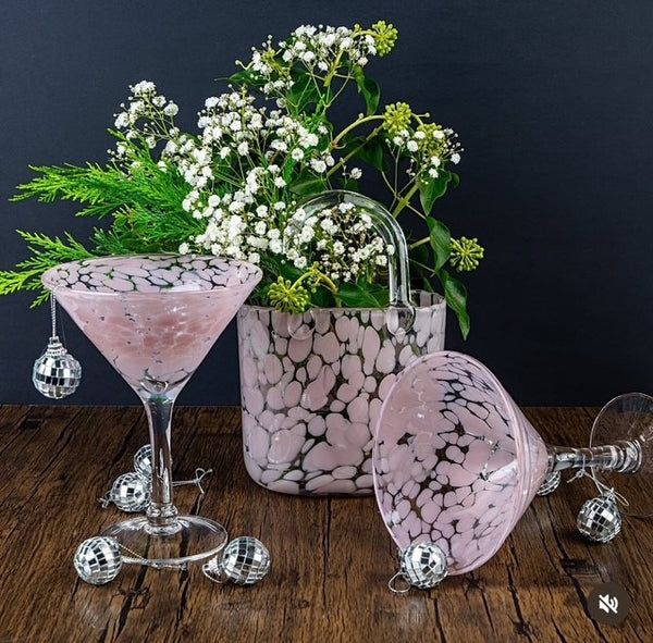 Large handbag vase and Martini Glasses