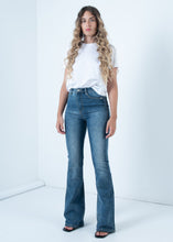 Load image into Gallery viewer, Blue Flared Long Denim Jeans
