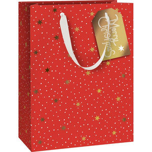 Red Gift Bag With Gold Stars