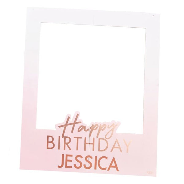 Rose Gold Foiled Personalised Happy Birthday Selfie Photo Booth Frame