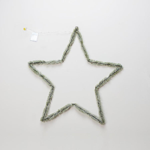 PreLit Open Hanging Star With Snow Large
