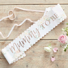 Load image into Gallery viewer, Floral Rose Gold Mummy To Be Baby Shower Sash
