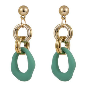 Chain Earrings - Green