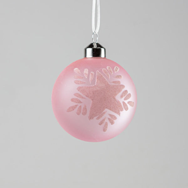 Bauble Flock Leaf Pink