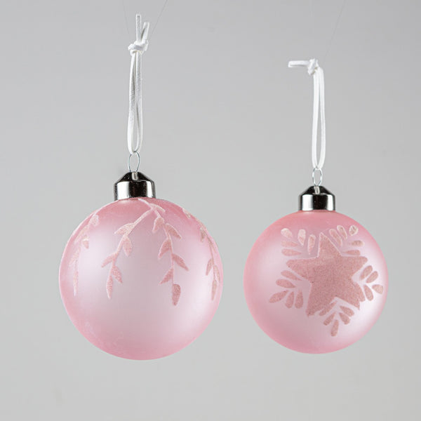 Bauble Flock Leaf Pink