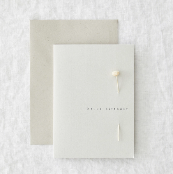 Happy Birthday - Dried threaded real flower greeting card