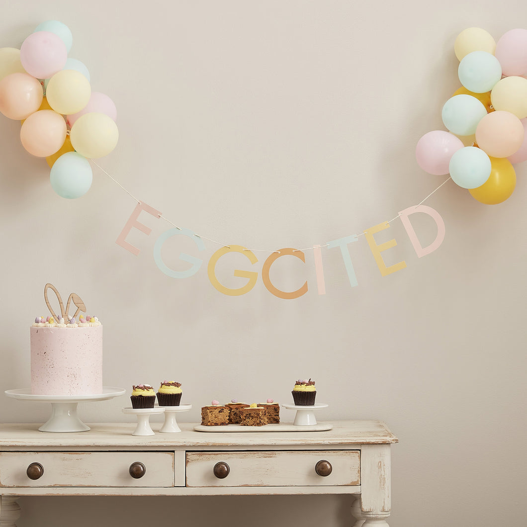 Eggcited Easter Bunting with Balloons