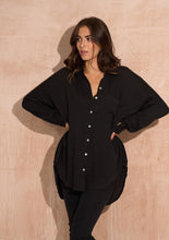Load image into Gallery viewer, Oversized Cheesecloth Shirt Black
