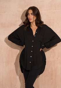 Oversized Cheesecloth Shirt Black - Pre Order
