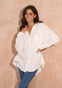 Oversized Cheesecloth Shirt White - Pre Order