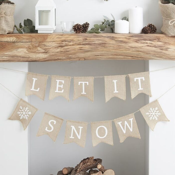 Let It Snow Christmas Hessian Bunting