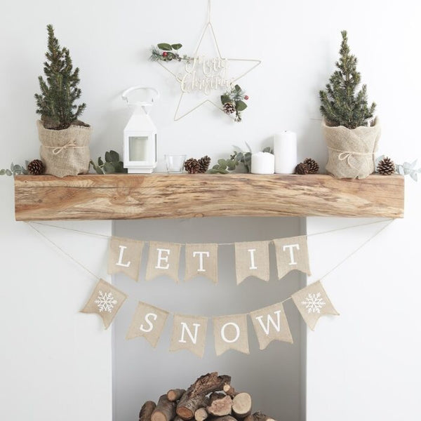 Let It Snow Christmas Hessian Bunting