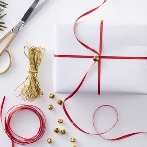 Festive Wrap Kit Including Bells - Red & Gold