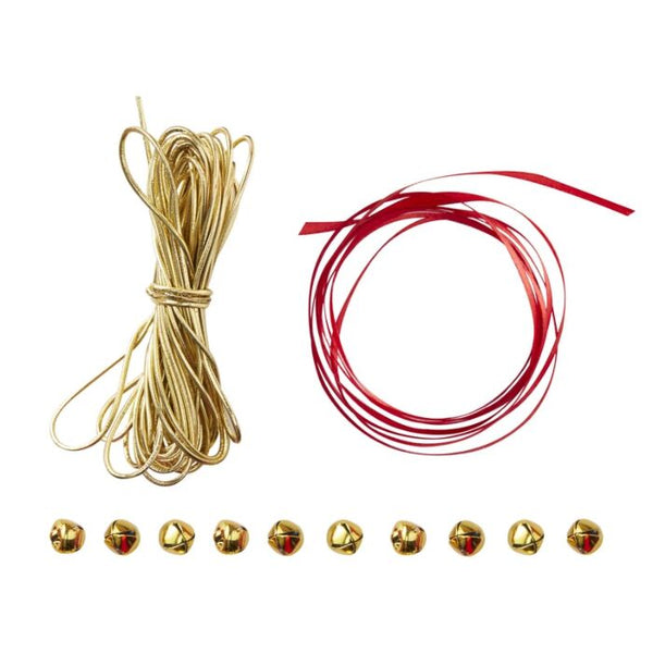 Festive Wrap Kit Including Bells - Red & Gold