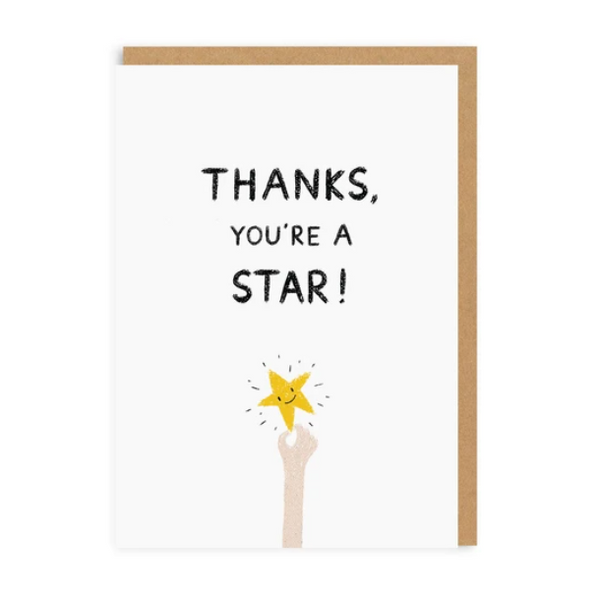 Thank You Gold Star Greeting Card