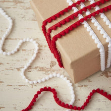 Load image into Gallery viewer, Red &amp; White Pom Pom Ribbon Kit
